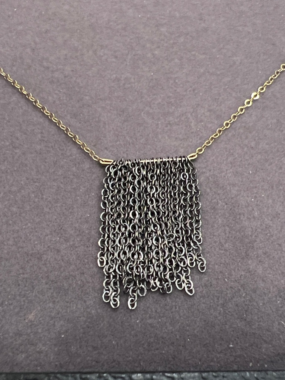 Liz James Designs Two-Tone Chain Fringe Necklace - Gold & Gunmetal